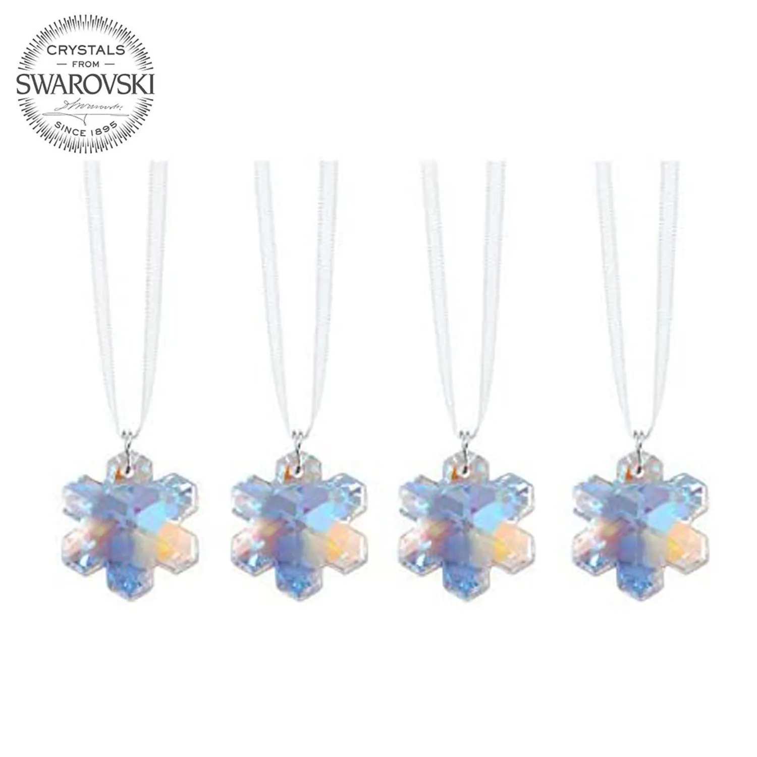 Suncatcher Crystals Swarovski Prisms Window Crystals Aurora Borealis Snowflake, 4 Pcs