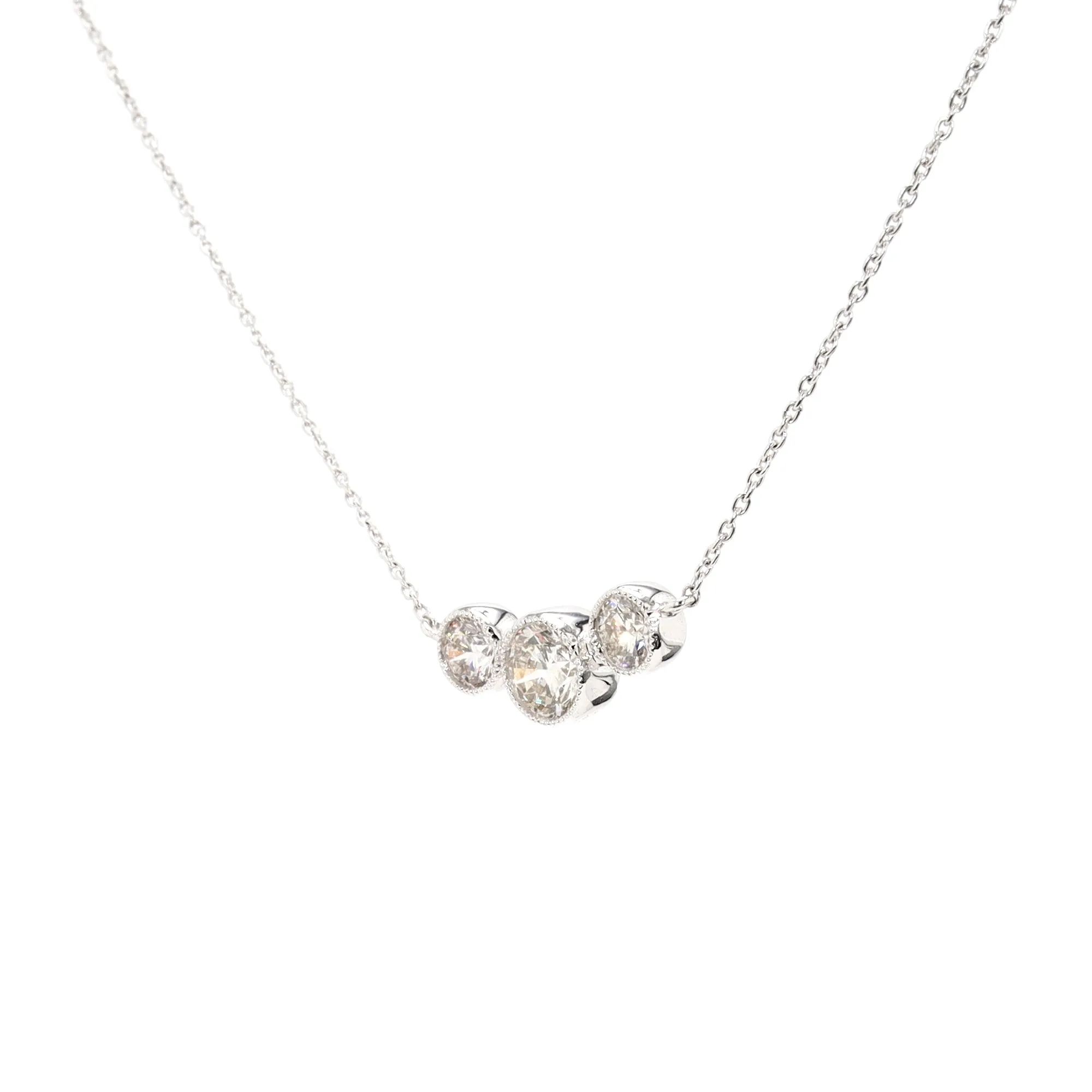 Three-Diamond Bezel Necklace