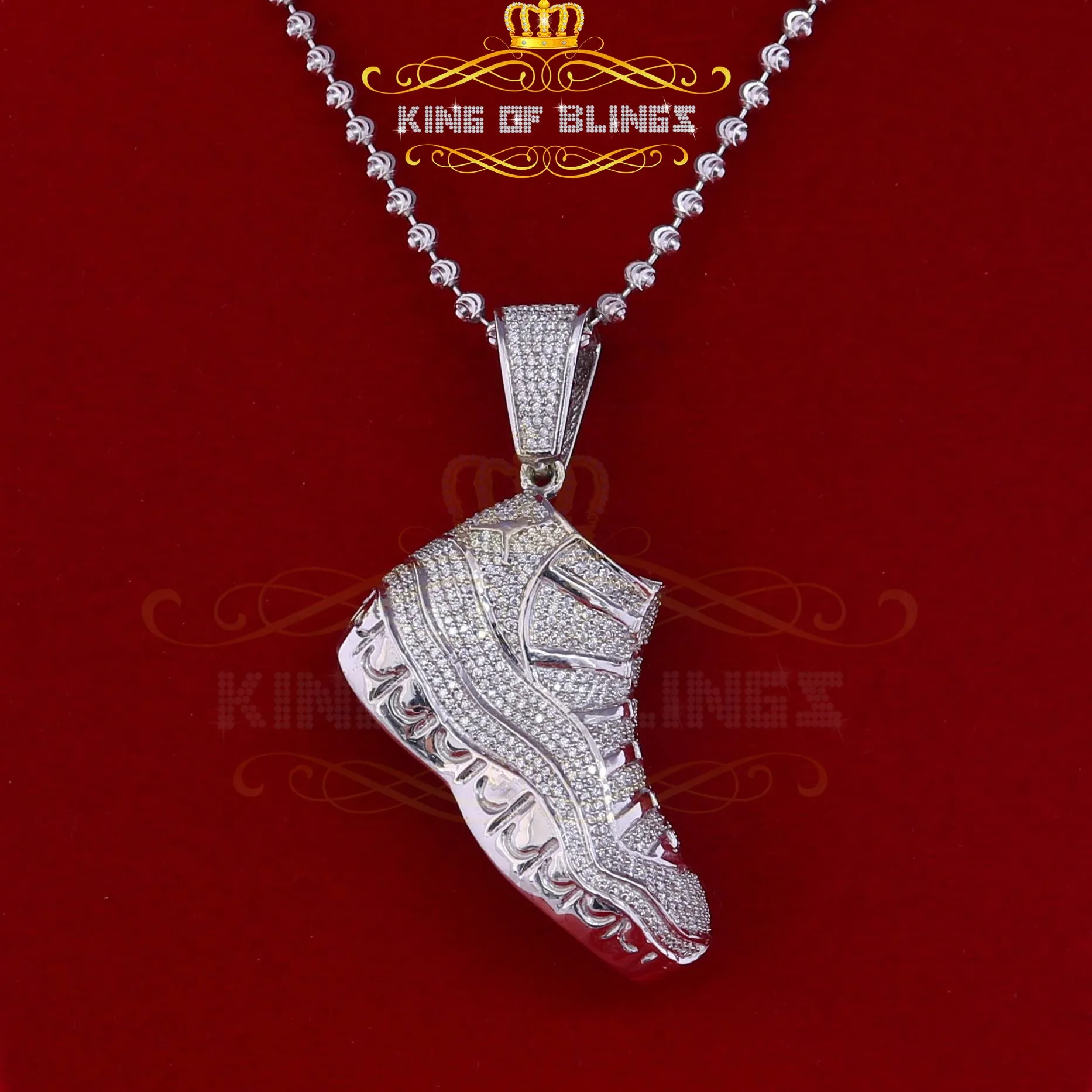 White SHOES charming Shape Steling Silver Pendant with 7.12ct Cubic Zirconia