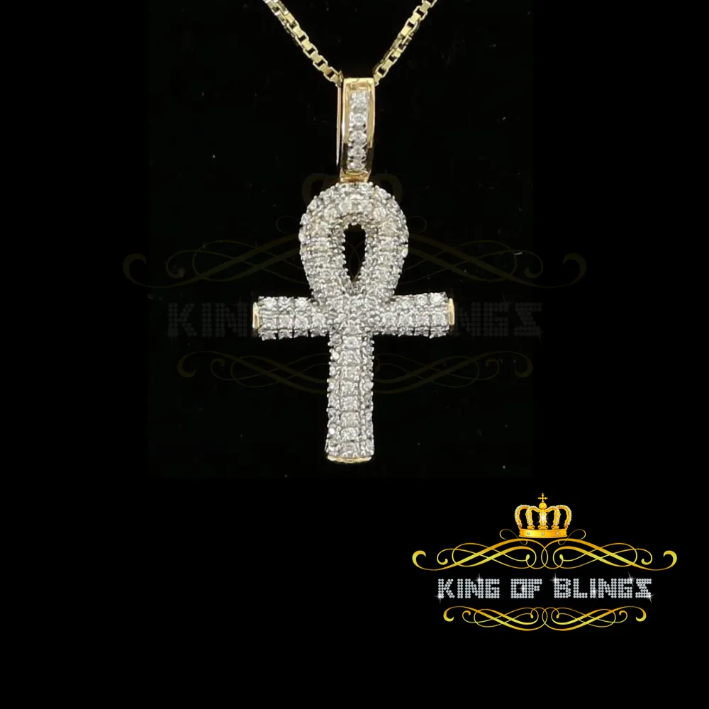 Yellow 925 Mens ANKH Sterling Silver Shape Pendant with 0.82ct Cubic Zirconia