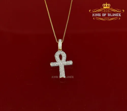 Yellow 925 Mens ANKH Sterling Silver Shape Pendant with 0.82ct Cubic Zirconia