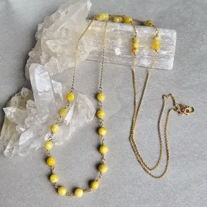 Yellow Opal- Long Chain Necklace #8074