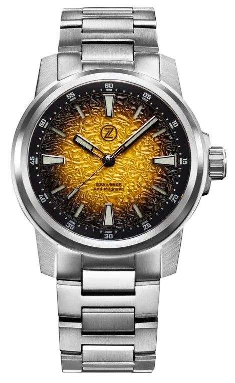 Zelos Aurora Field 42mm Ti Hammered Yellow